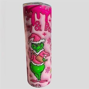 Christmas Tumbler Grinch Festive Pink Santa Gift